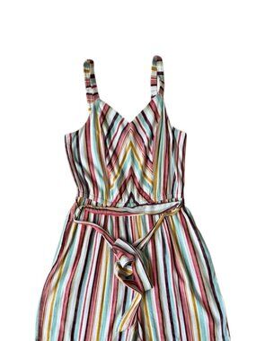 Lane Bryant Women's Size 14 Striped Romper Tie Waist Rayon Summer Plus